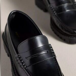 Maeve Sleek Black Leather Loafers new with tags